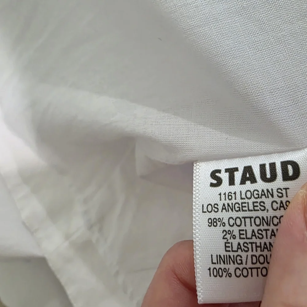 NWT‎ Staud White Midi Maxi White Button Up Dress Long Sleeves Sz Large - Picture 7 of 8